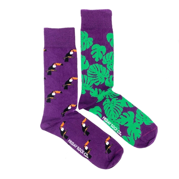 Men’s Socks | Toucan and Monstera | Fun Socks - Picture 2 of 2